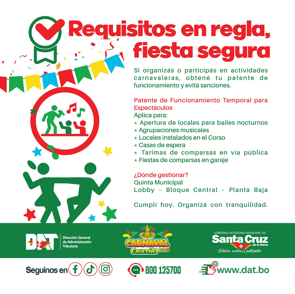 ALCALDÍA INICIÓ COBRO PATENTE DE FUNCIONAMIENTO TEMPORAL PARA ACTIVIDADES ECONÓMICAS QUE OPERAN EN EL CARNAVAL