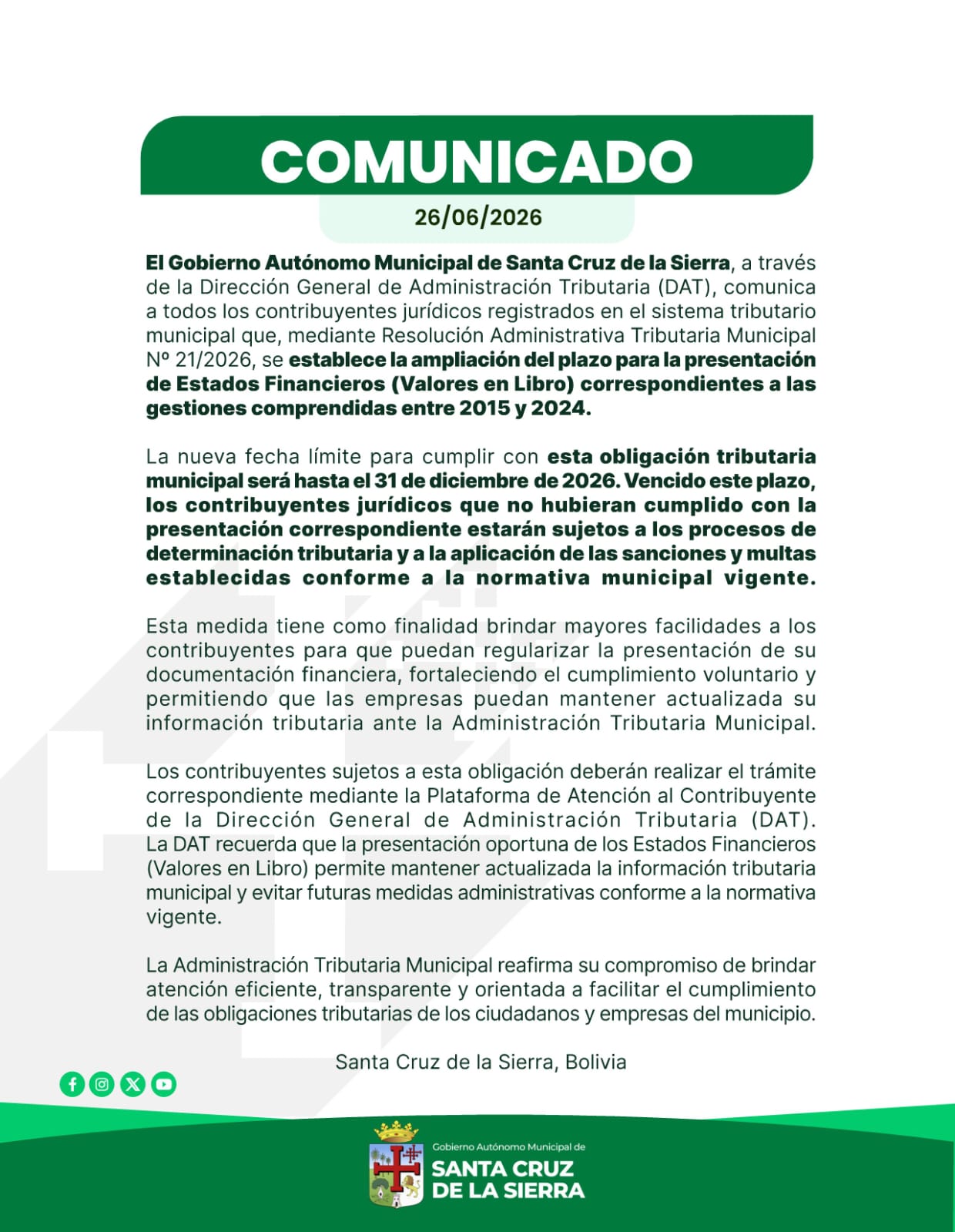 COMUNICADO DAT 26/06/2026