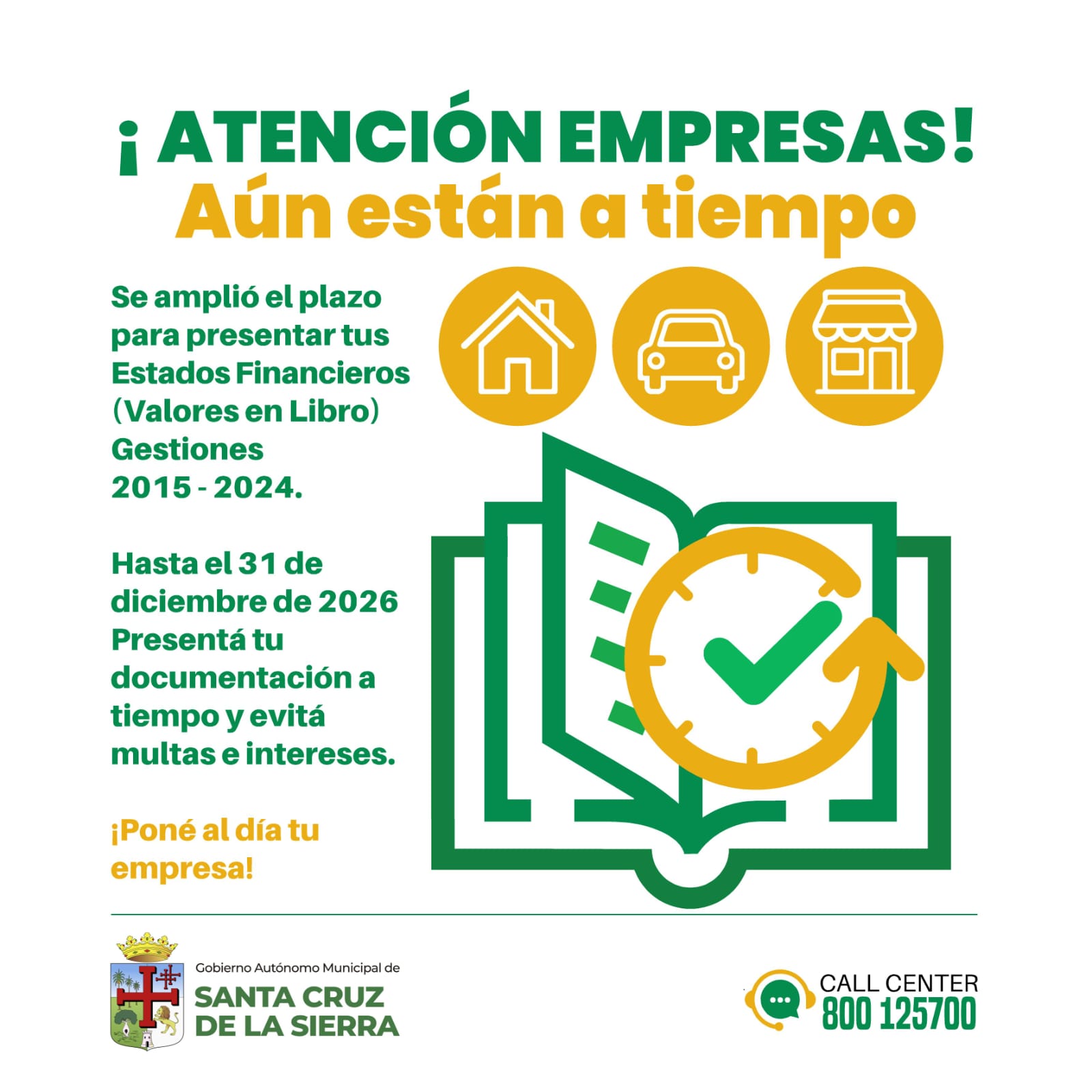 MUNICIPIO AMPLÍA PLAZO PARA QUE CONTRIBUYENTES JURÍDICOS PRESENTEN ESTADOS FINANCIEROS (VALORES EN LIBRO) HASTA DICIEMBRE DE 2026
