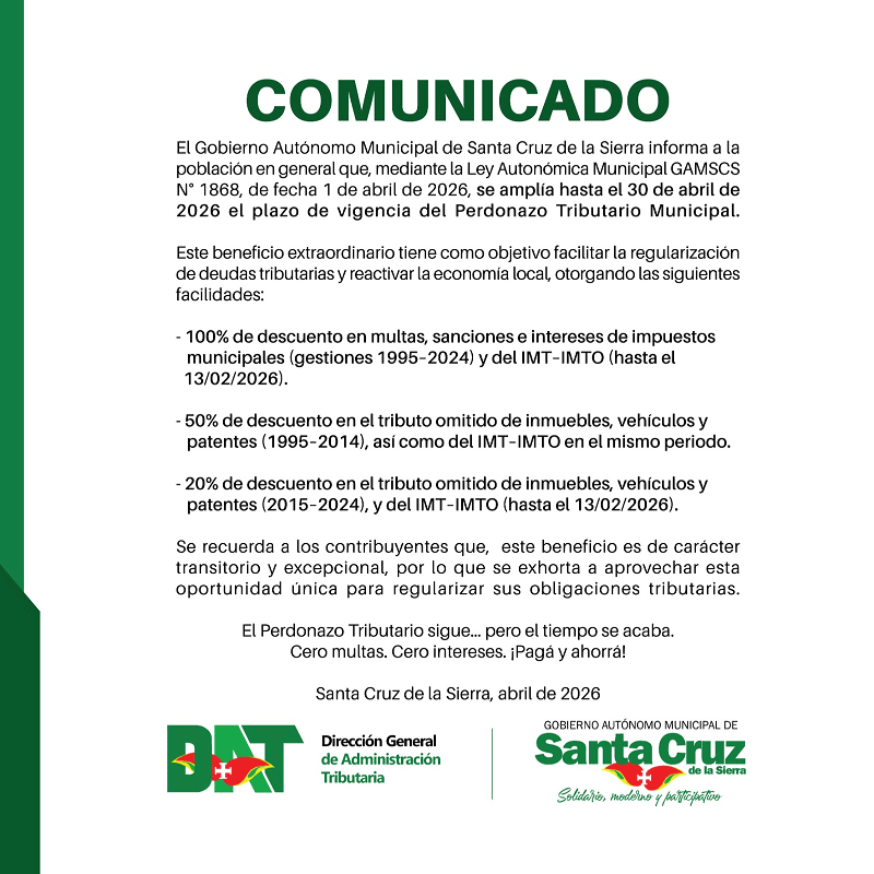 Slide de AMPLÍAN EL PERDONAZO TRIBUTARIO HASTA EL 30 DE ABRIL: CONTRIBUYENTES PODRÁN PAGAR SIN MULTAS NI INTERESES